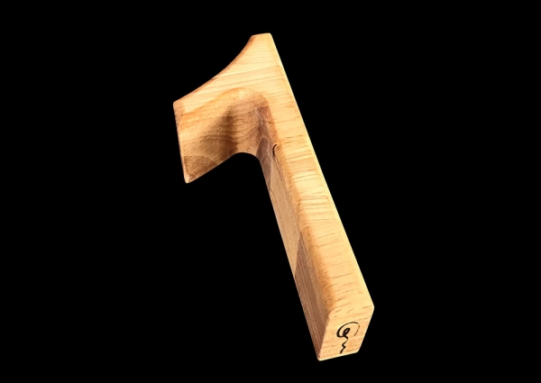 Holzzahl "1" aus Heveaholz